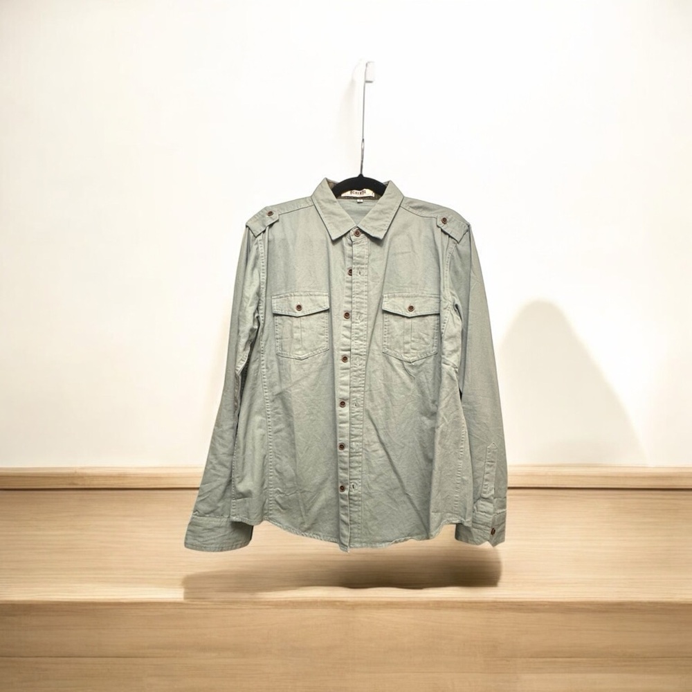 Men's Casual Button Down Shirt - Light Green